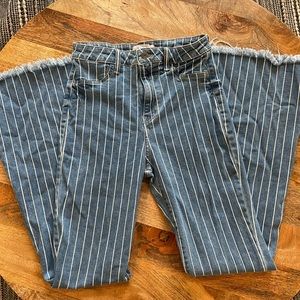 Cello Striped Flare Stretch Jeans, 7/8
